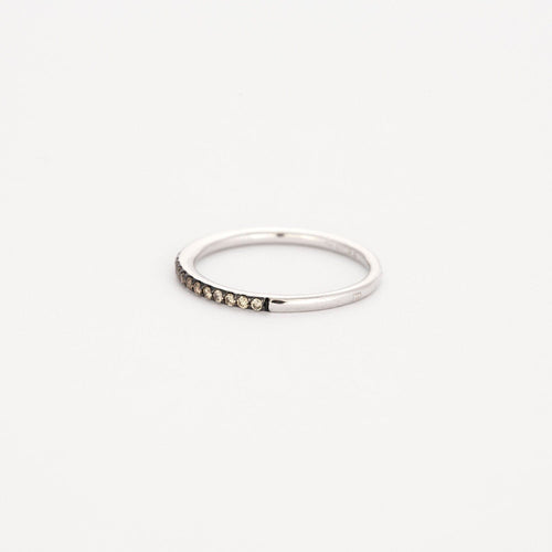 Bague 54 Demie alliance or blanc diamants bruns 58 Facettes 311809