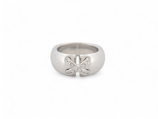 Bague 53 bague CHAUMET liens croises 080044 t53 en or blanc 18k 11gr diamants 58 Facettes 267028