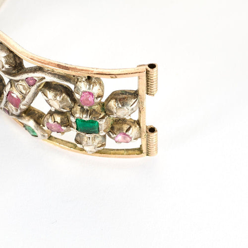 Bracelet Ancien Rubis Emeraudes Diamants