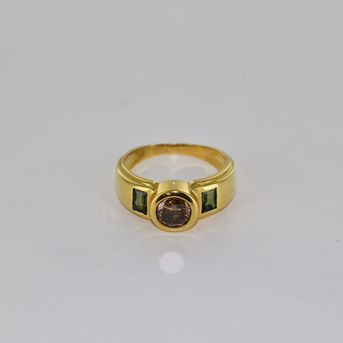 Bague 59 Solitaire diamant cognac et saphirs 58 Facettes