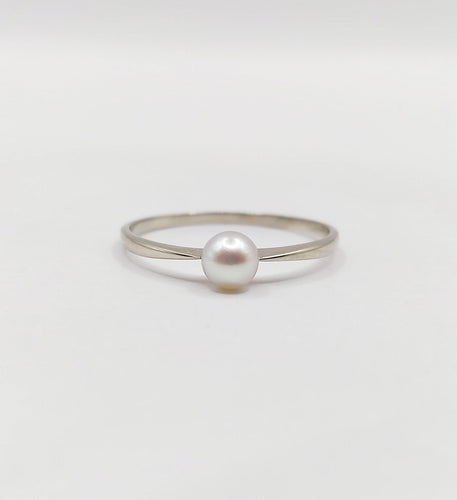 Bague 56.5 Bague Art Déco or blanc ornée d'une perle 58 Facettes A05394
