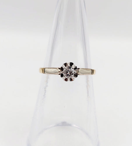 Bague solitaire art deco or 18k diamant de 0,15 carats 58 Facettes A05975