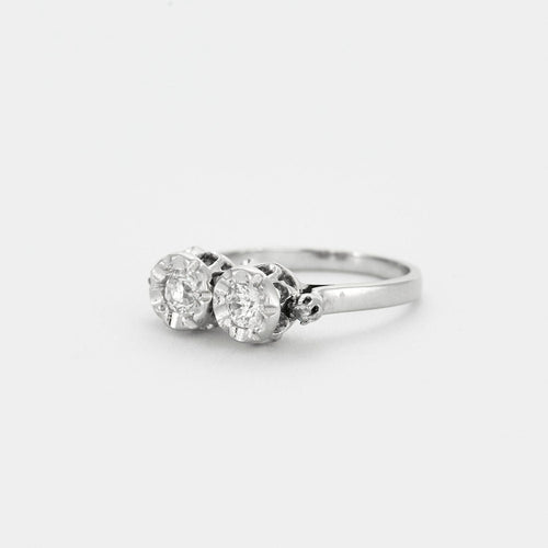 Bague 49.5 Bague ancienne Toi & Moi or blanc et diamants 58 Facettes