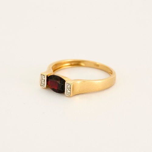 Bague 54 Bague Or Jaune Grenat Diamants 58 Facettes LP1023/12