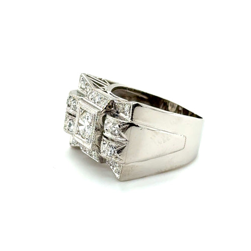 Bague 54 Bague Tank Platine et Diamants 58 Facettes 1.0000394/1