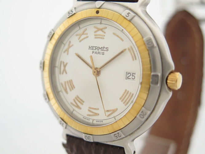Montre vintage montre HERMES captain nemo quartz 32 mm en or & acier 58 Facettes 266233