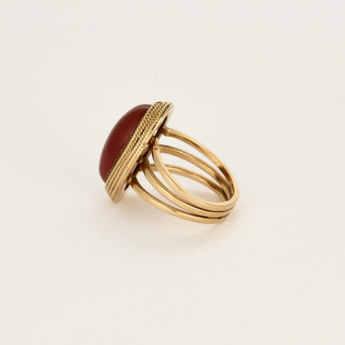 Bague 52 Bague en or jaune et cornaline 58 Facettes SQU3537X2
