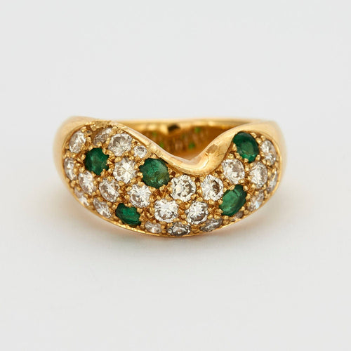 Bague 53 Bague or jaune diamants et émeraudes 58 Facettes 240404