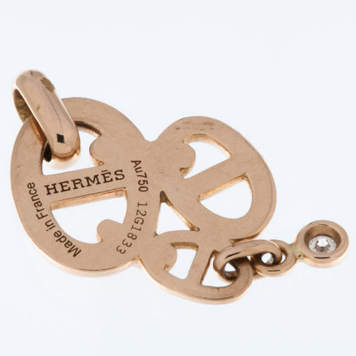 Pendentif Hermès - Pendentif "Chaine d'Ancre Enchainée" Or Rose Diamant 58 Facettes