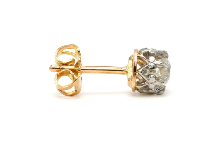 Boucles d'oreilles Boucles d'oreilles Art Déco or jaune et argent serties de diamants old cut 58 Facettes 22805