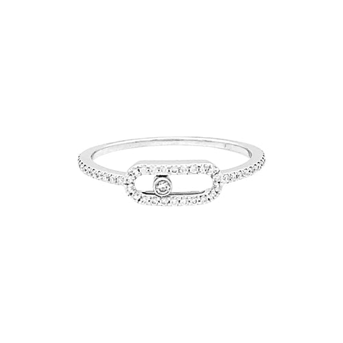 Bague 54 Bague Messika, "Move Uno Pavé", or blanc et diamants. 58 Facettes 34888