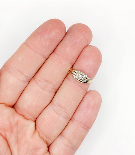 Bague 49.5 Bague Art Déco or deux tons, diamant 58 Facettes A05340