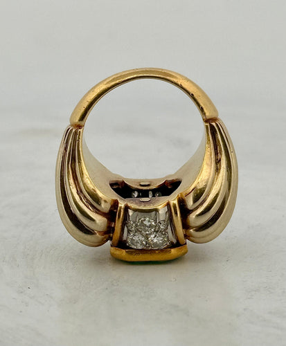 Bague 54 Bague rétro Tank en or , diamants et émeraude 58 Facettes