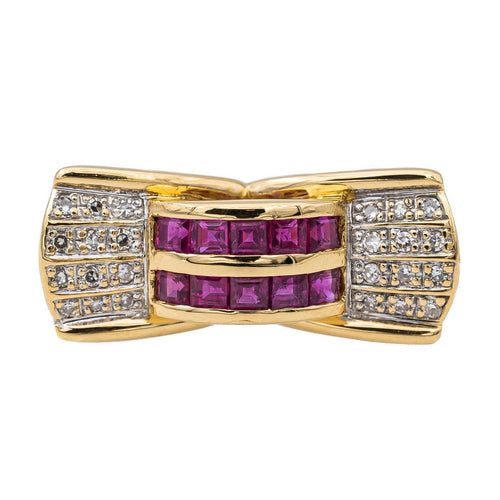 Bague 54 Bague Tank Or jaune Rubis, Diamant 58 Facettes 2820738CN