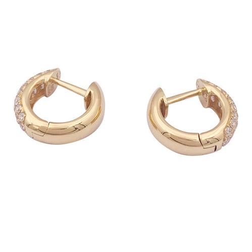 Boucles d'oreilles Paire de créoles or jaune, diamants. 58 Facettes 34483