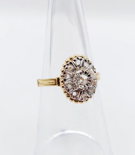 Bague 52 Bague marquise antique or jaune diamant taillés en roses 58 Facettes A05051