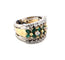 Anello fascia anni 70' oro giallo con smeraldi e diamanti 58 Facettes