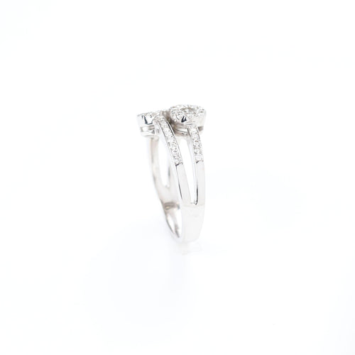 Bague 57 Bague « Toi et moi » en or blanc avec diamants 58 Facettes 146/23