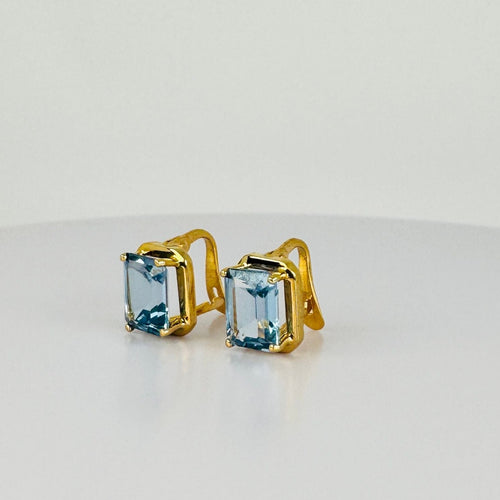 Boucles d'oreilles Boucles d'oreilles en or jaune avec aigues-marines et émeraude 58 Facettes 2505013