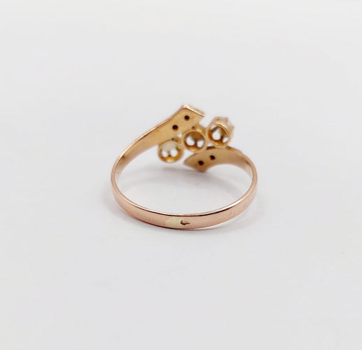 Bague 52.5 Bague antique perles et diamants taille rose en or rose 18k art nouveau 58 Facettes A06321