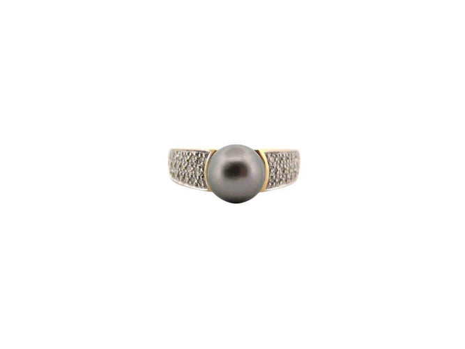 Bague 53 bague perle de tahiti & 36 diamants 0.32 ct 53 or 18k 5.6 gr 58 Facettes 267695