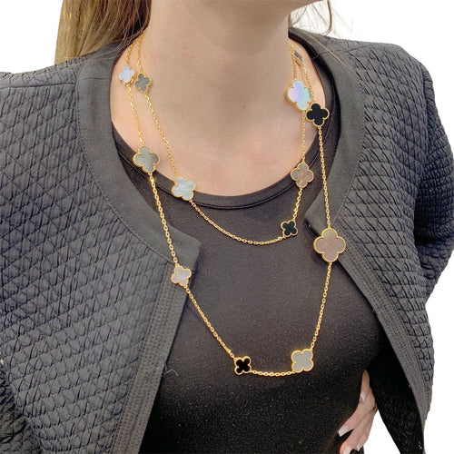 Collier Collier Van Cleef & Arpels, "Magic Alhambra", or jaune, nacre et onyx. 58 Facettes 34435