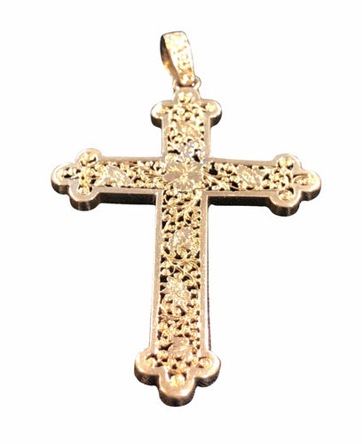 Croix ancienne filigrane or jaune 58 Facettes