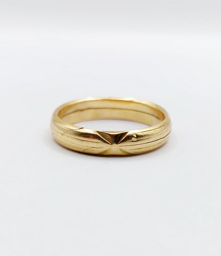 Bague 60 RARE Alliance jumelée or jaune finement ciselée, NON gravée (circa 1880) 58 Facettes A04721