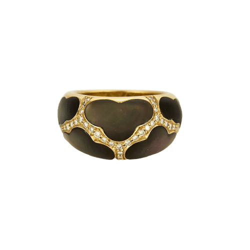 Bague 55 Bague bandeau en or jaune, nacre et diamants 58 Facettes CRE0100X2