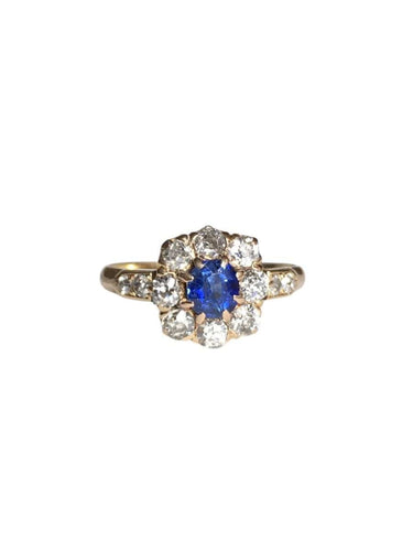 Bague 54 Bague ancienne en or 18K sertie d’un saphir et diamants 58 Facettes
