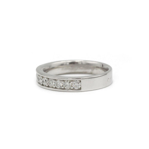 Bague 55 Demi alliance - Or blanc et diamants 58 Facettes 1084