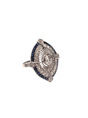 Bague 55 Bague Art Déco vintage en platine avec saphirs et diamants 58 Facettes 18806