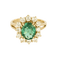 Bague Marguerite or jaune, émeraude et diamants