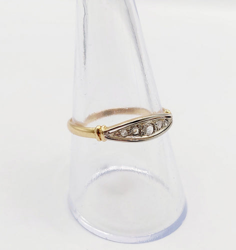 Bague 58 Bague jarretière Art Déco or jaune, diamants taille rose (circa 1920) 58 Facettes A06032