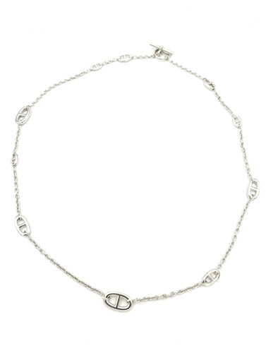 Collier HERMES. Collection "Farandole", sautoir argent 80cm 58 Facettes