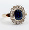 Bague 60 Bague pompadour Art Déco or et platine, saphir synthétique de 3,00 carats, diamants taille rose (circa 1920) 58 Facettes A04827