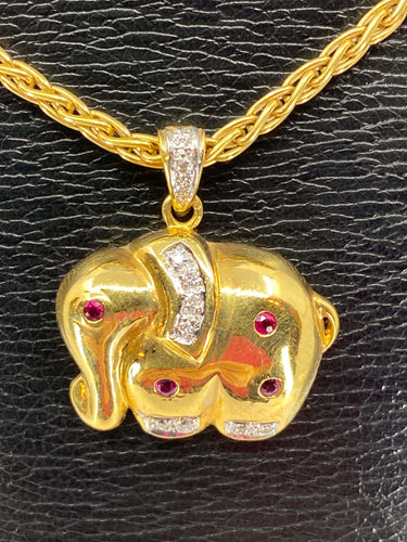 Collier Collier Eléphant en or 18 carats en rubis et diamants 58 Facettes AB120