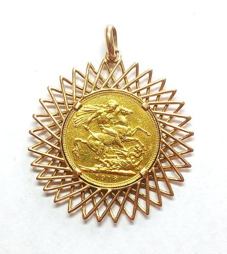 Collier Medaille porte-pièce Souverain Georges V 58 Facettes 605/1