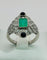 Bague 54 Bague de style Art Déco en platine, avec émeraude centrale, diamants et onyx 58 Facettes 50244
