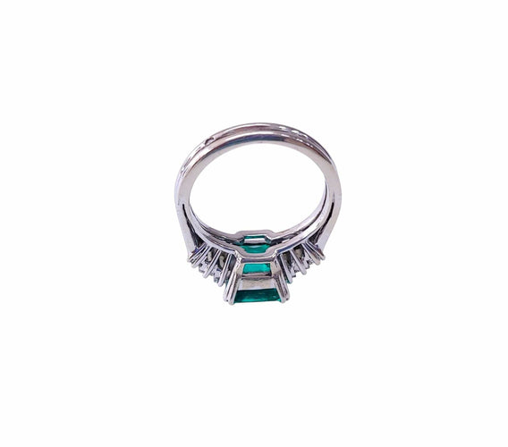 Bague 53 Bague émeraude et diamants en or blanc 18k 58 Facettes BAG.EMER.TE-1707