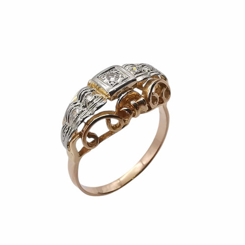 Bague vintage en or jaune & diamants
