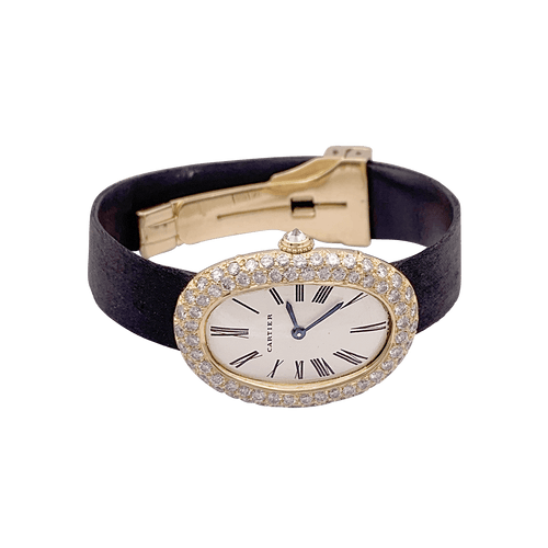 Montre Montre Cartier, "Baignoire", or jaune, diamants. 58 Facettes 34391