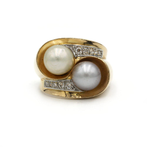 Bague 54 Bague - Or, Platine, Diamants & Perles 58 Facettes 250203R