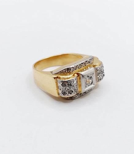 Bague 55 Bague tank art deco or jaune 18k et platine ornée de diamants 58 Facettes A04969
