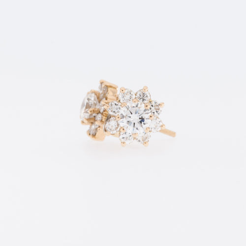 Boucles d'oreilles Boucles d'oreilles fleur en or jaune avec diamants certifié HRD 58 Facettes