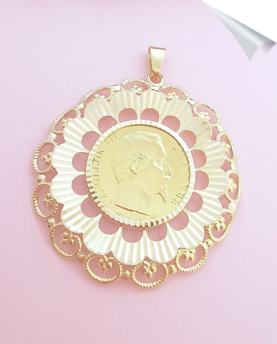 Pendentif Pendentif pièce or de 20 Frs Napoléon III tête nue 1858 58 Facettes AA 1641