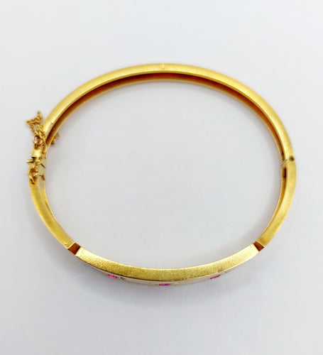 Bracelet Bracelet jonc antique or jaune décoré d'abeilles orné de rubis et de diamants taille roses (circa 1890) 58 Facettes A04772