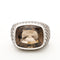 Bague 54.5 Bague sertie d'un quartz fumé, entourage diamants de couleurs en or gris 58 Facettes 1
