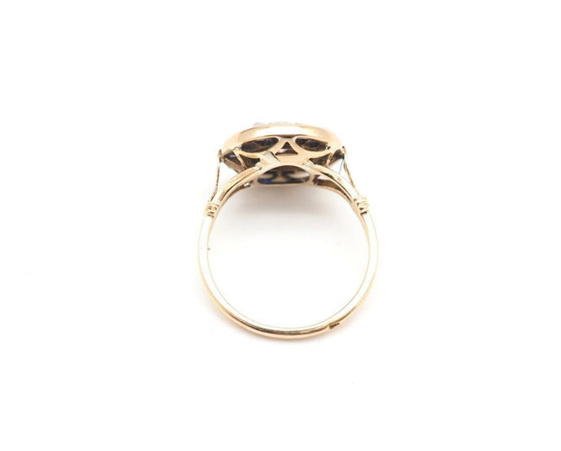 Bague 49.5 Bague ancienne année 1900 bi or 750 mil Saphir et diamants 58 Facettes