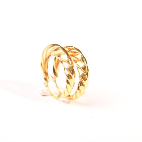 Boucles d'oreilles Boucles d'oreilles créoles godronnées or jaune 58 Facettes